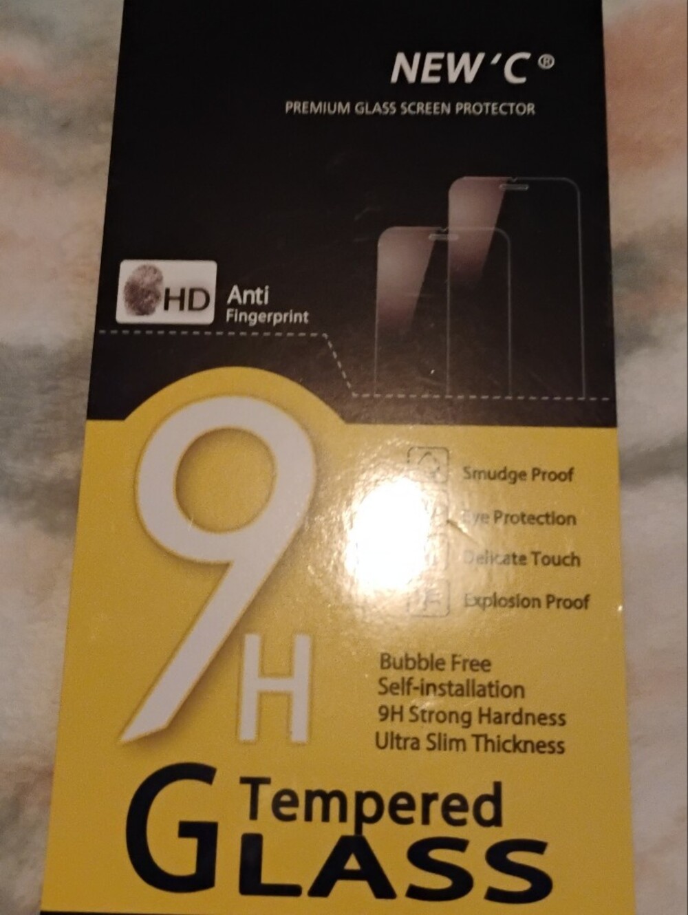 9H Tempered Glass Screen Protector - Yellow/Black Packaging